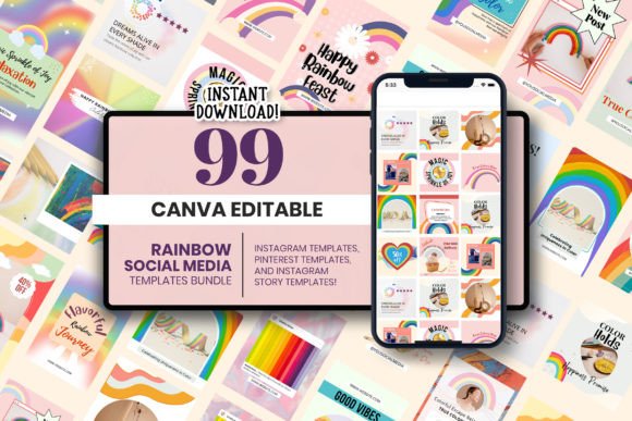 Download Rainbow Social Media Canva Template - Premium Resources