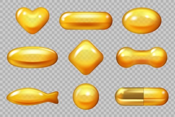 Download Realistic Gold Capsule. Dropping Yellow - Premium Resources